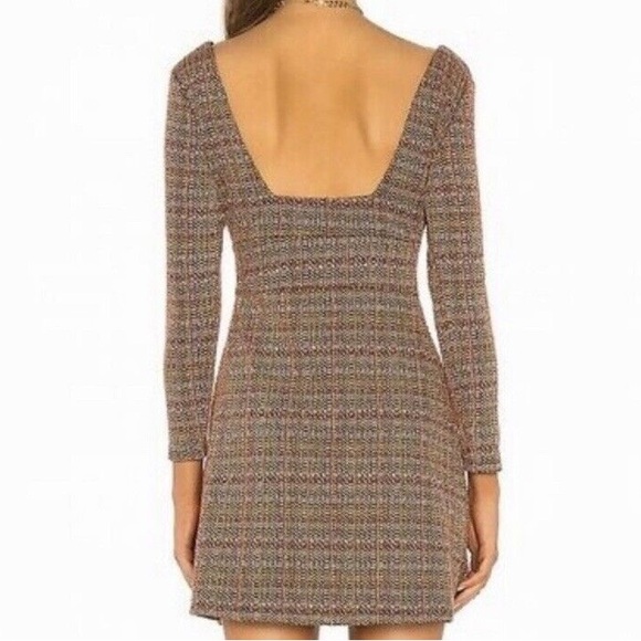 Free People Uptown Girl Mini Dress Brown Multi Color Size 4 - Picture 2 of 14